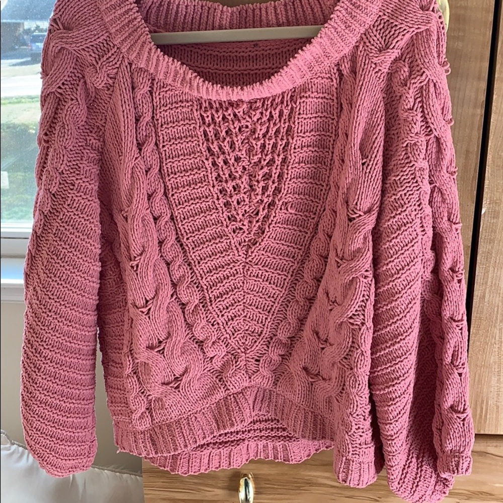 Knit sweater with bubble sleeves